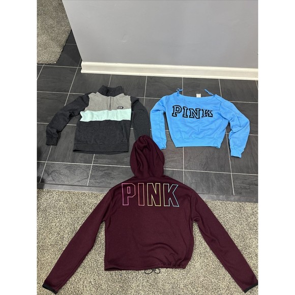 Lot of 3 Pink By Victoria’s Secret Sweatshirt/Sweaters Women’s XS Extra Small - Picture 1 of 16